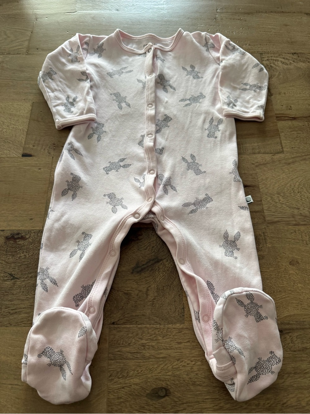 Petit Lem Baby Pink Bunny Print One-Piece Footed pyjama sz 9 months